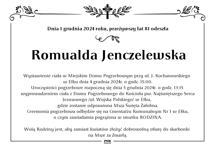 Romualda Jenczelewska - nekrolog